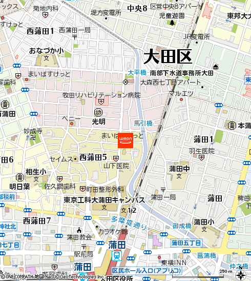 まいばすけっと西蒲田5丁目店付近の地図